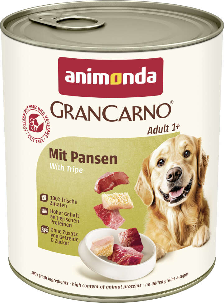 animonda Hunde-Nassfutter GranCarno Adult mit Pansen